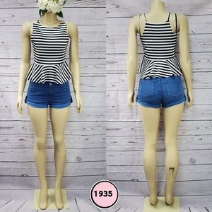 small stripe black & white peplum top ( 5 for $20 )